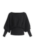 Paisie Balloon Sleeve Knitted Top in Black Cut Out